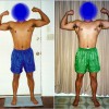 Front Double Biceps - Before and After - Week 1 (left) vs Week 3 (right)