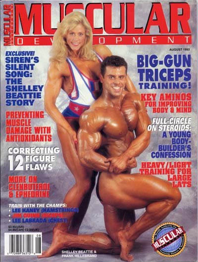 Shelley Beattie on cover - Muscular Development Magazine August 1993