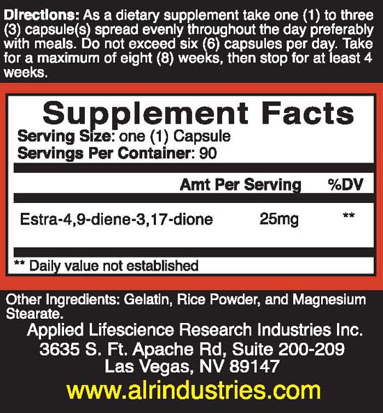 ALRI Max LMG ingredients clearly listed on label