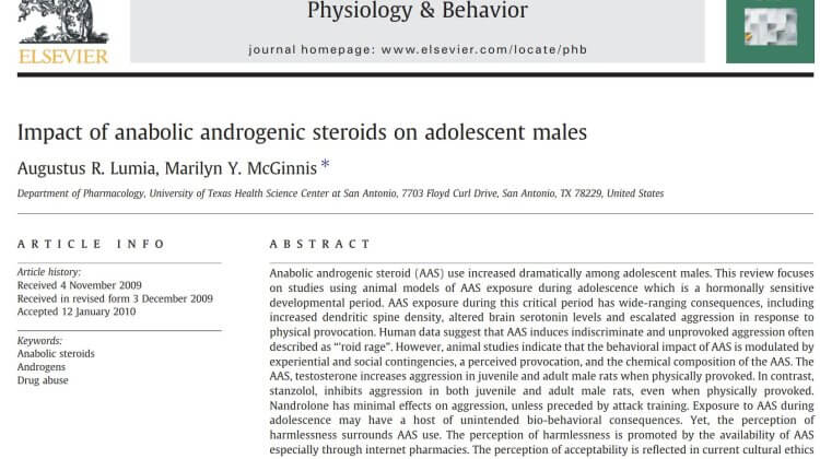 Impact of anabolic androgenic steroids on adolescent males