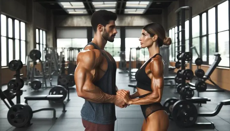Bodybuilding couple with high sexual attraction