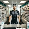 Cyclist in a pharmacy with neocormon