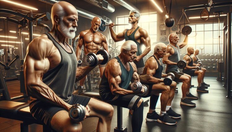 Older men lifting weights and using anabolic steroids